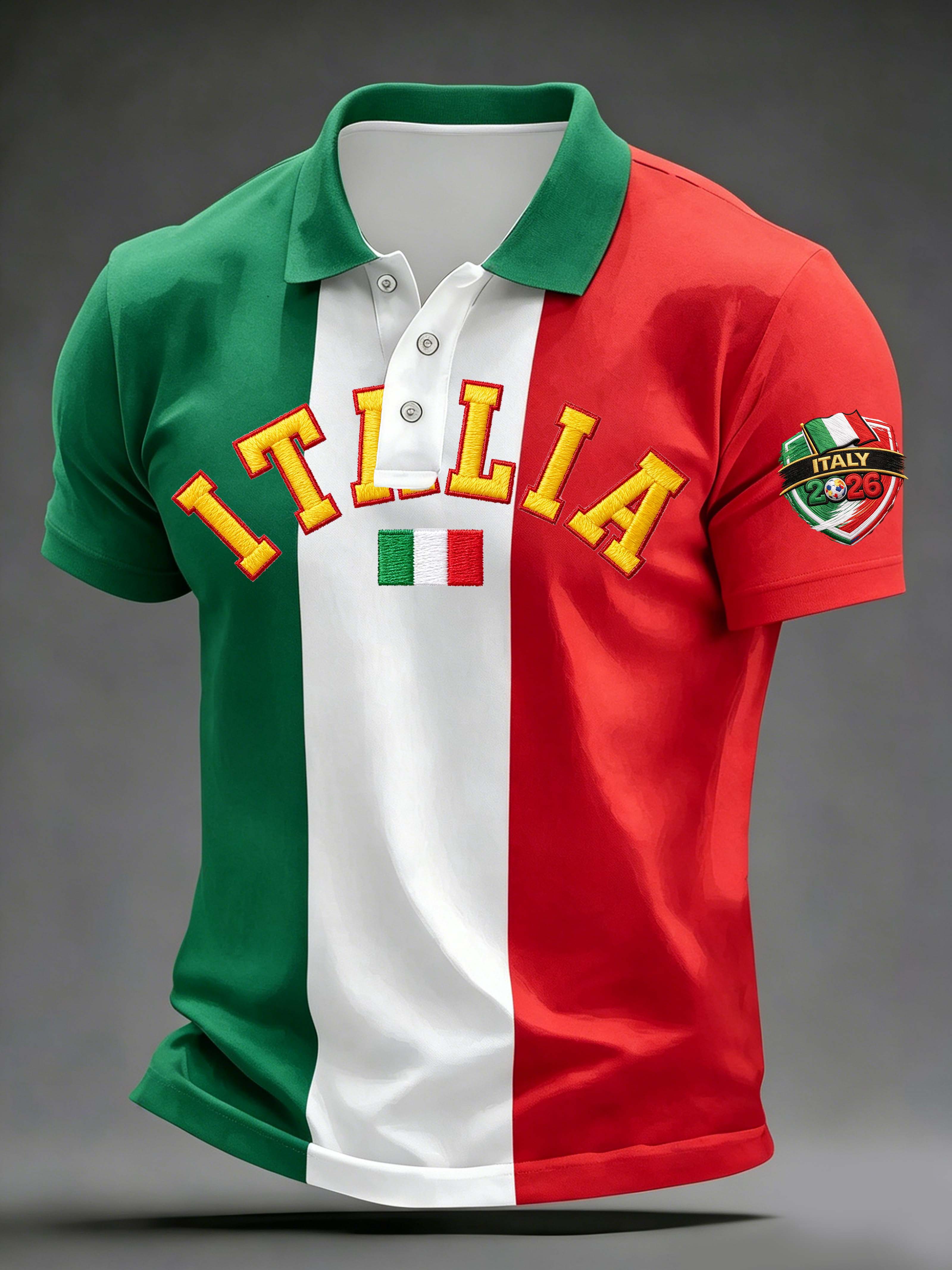 Italy Flag Split Color Letter 2026 Polo