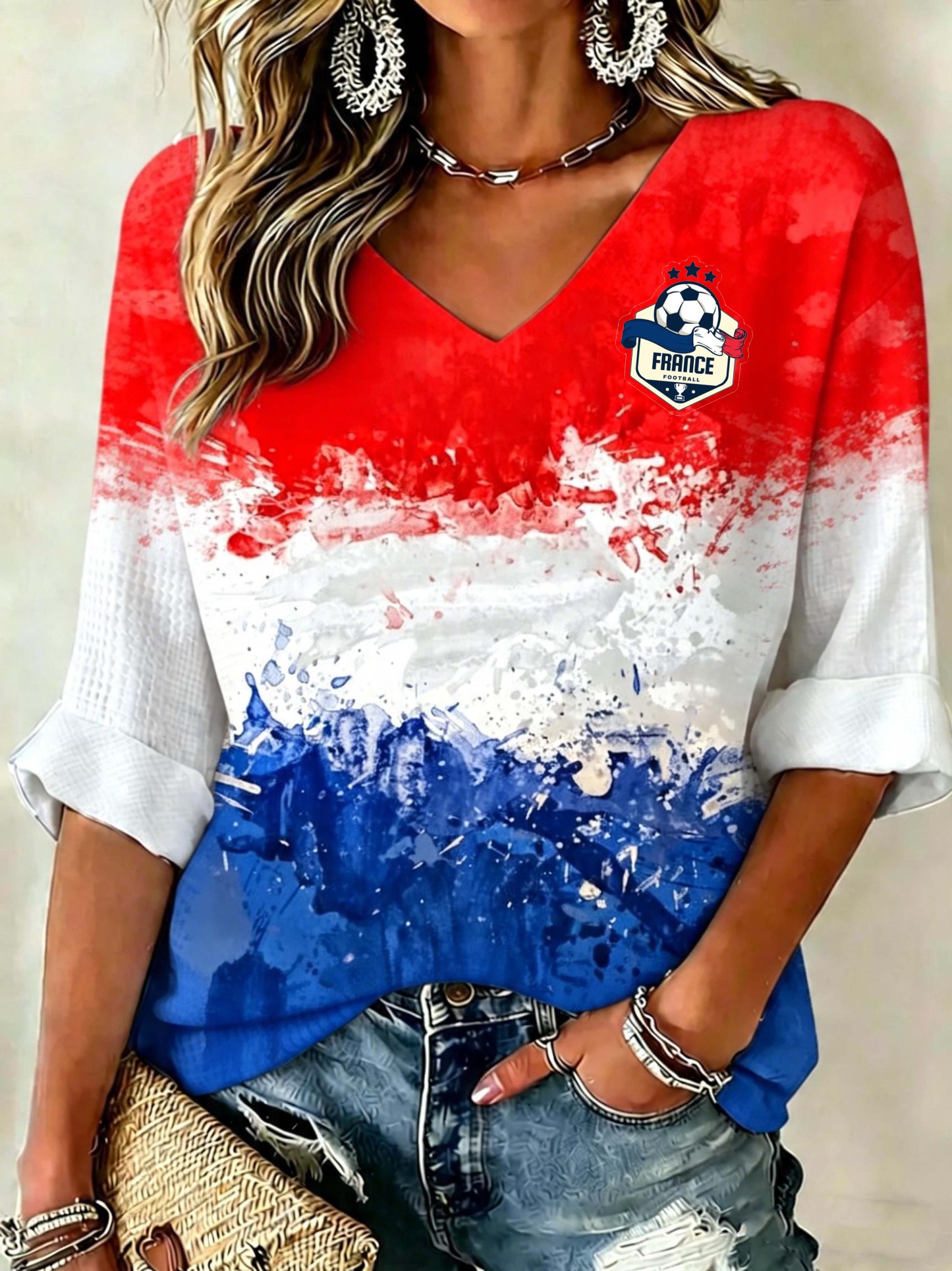France Splash Flag Emblem Top