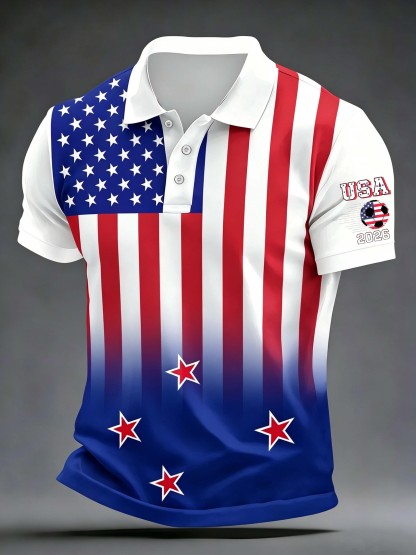 USA Flag Gradient 2026 Polo Shirt