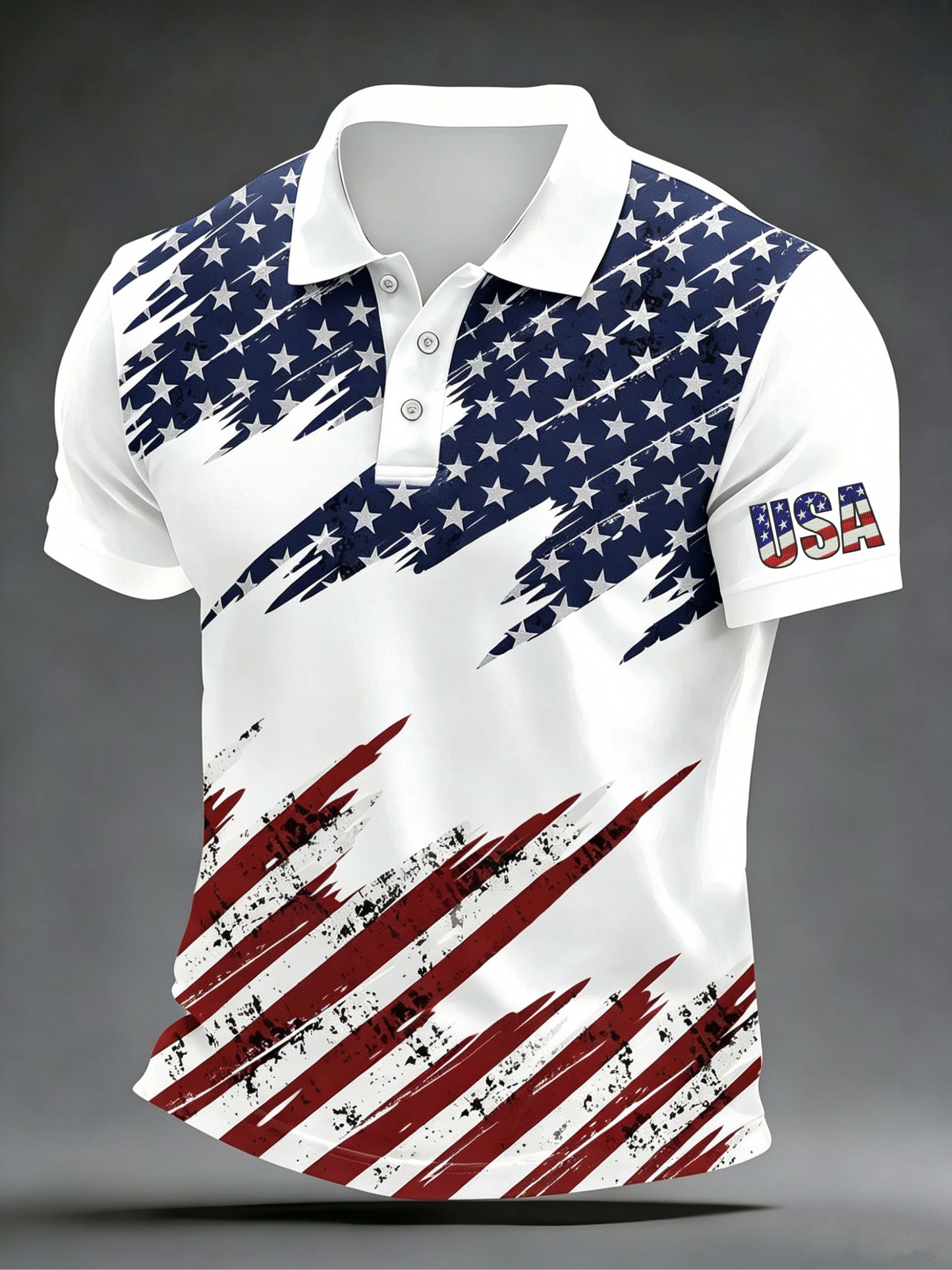 USA  Distressed Flag Polo Shirt