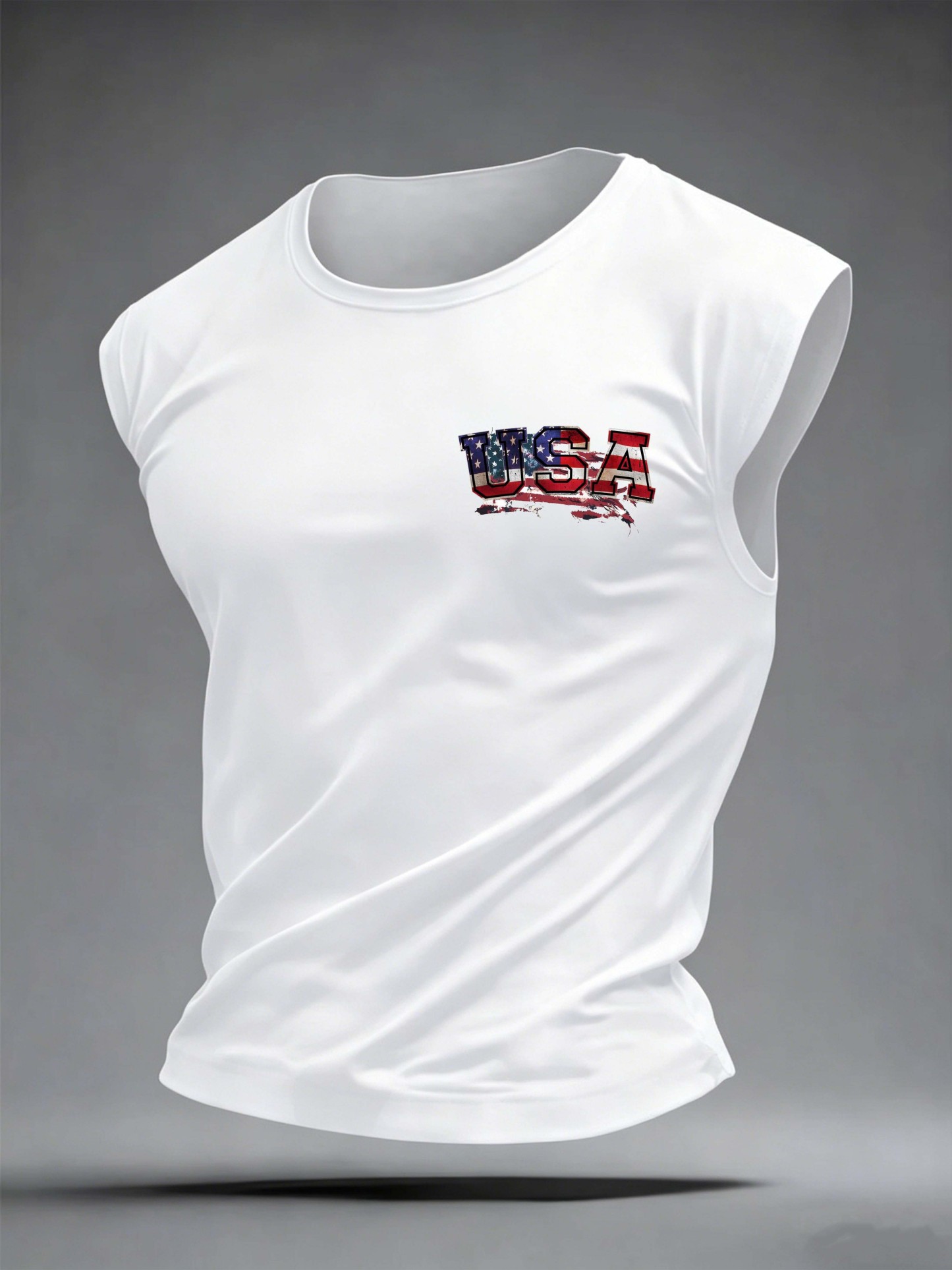 USA Flag Letter Sleeveless Tank Top
