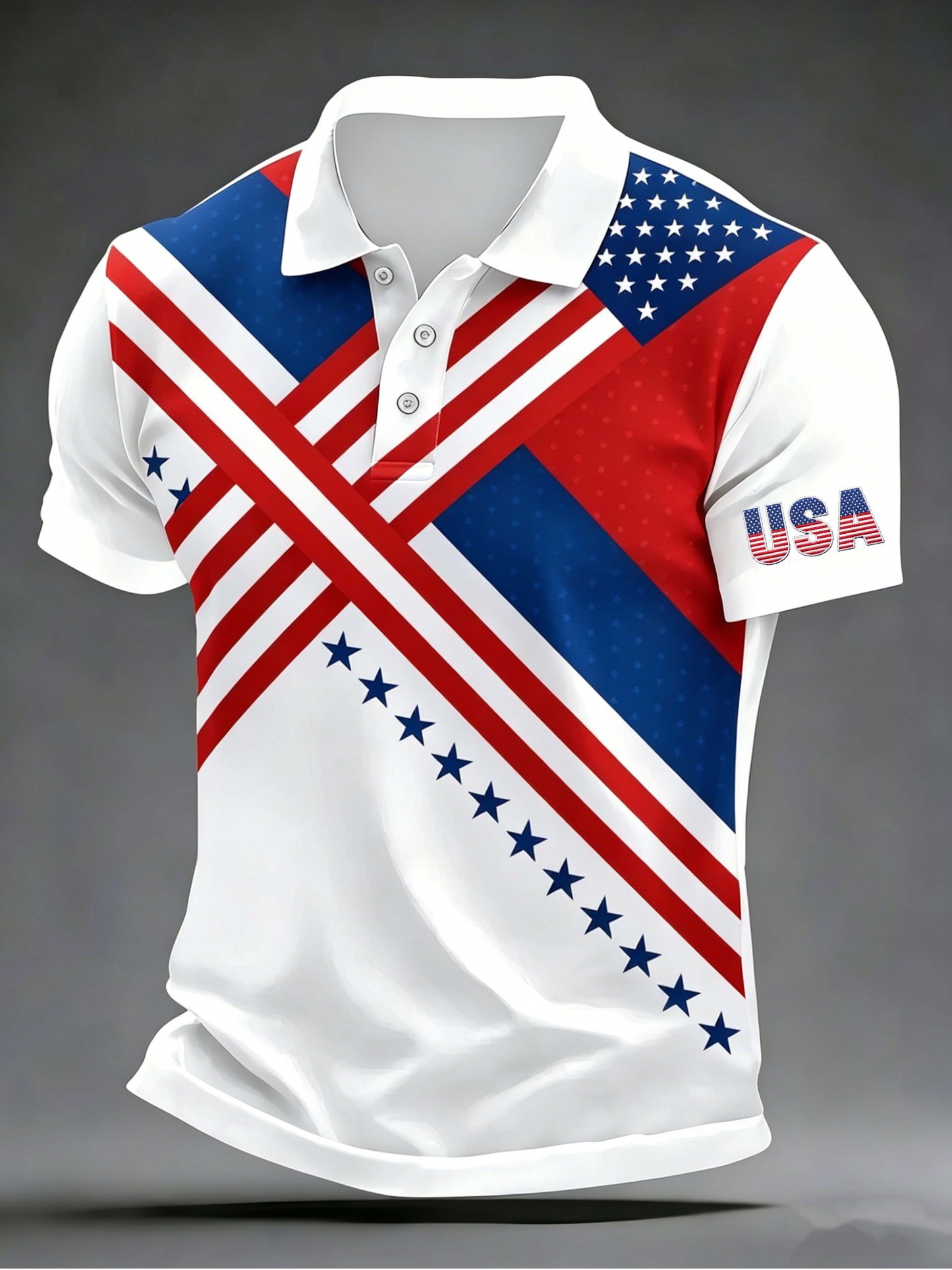 USA Cross Stripe Flag Polo Shirt