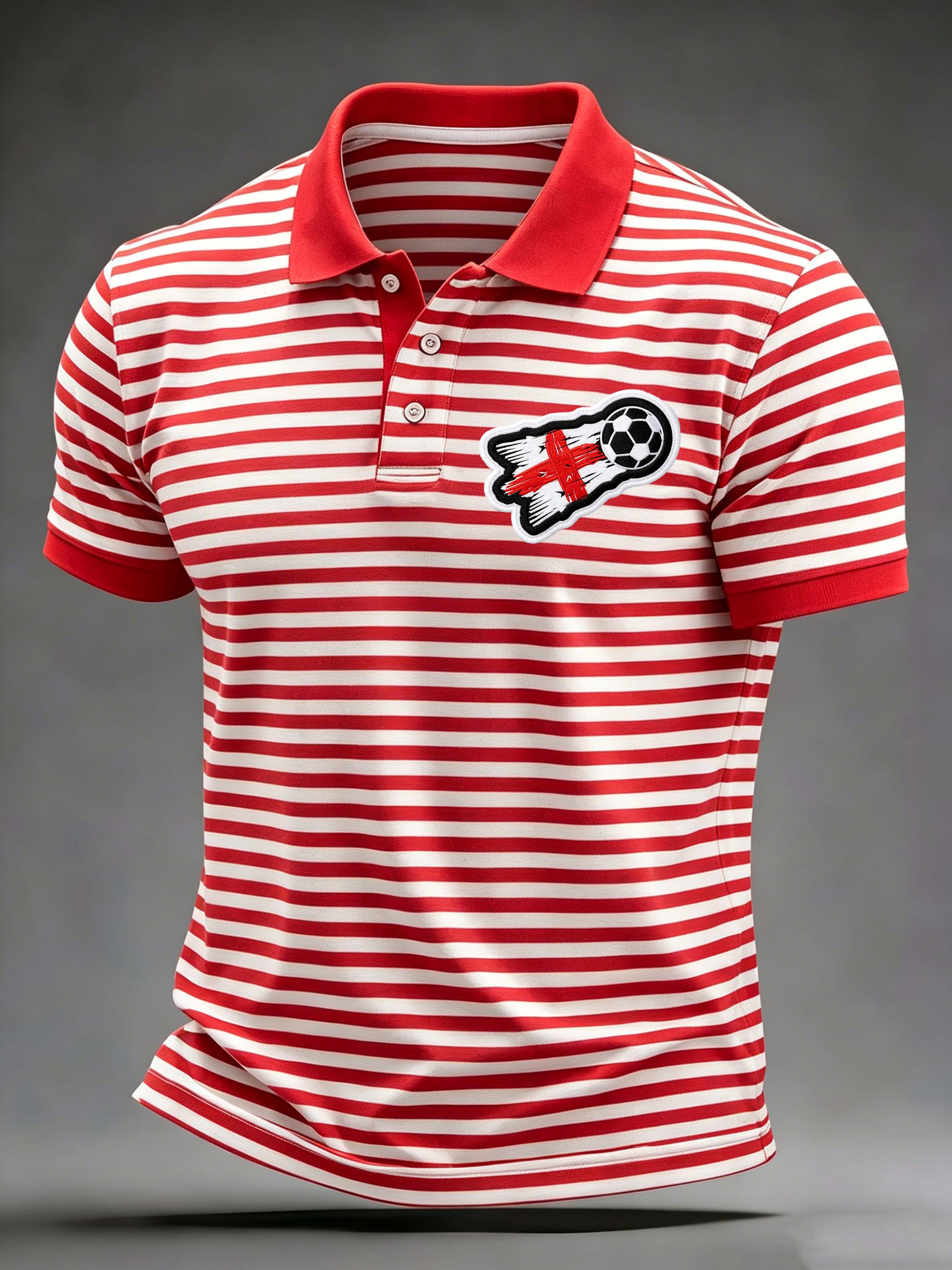 England Stripe Soccer Badge Polo Shirt