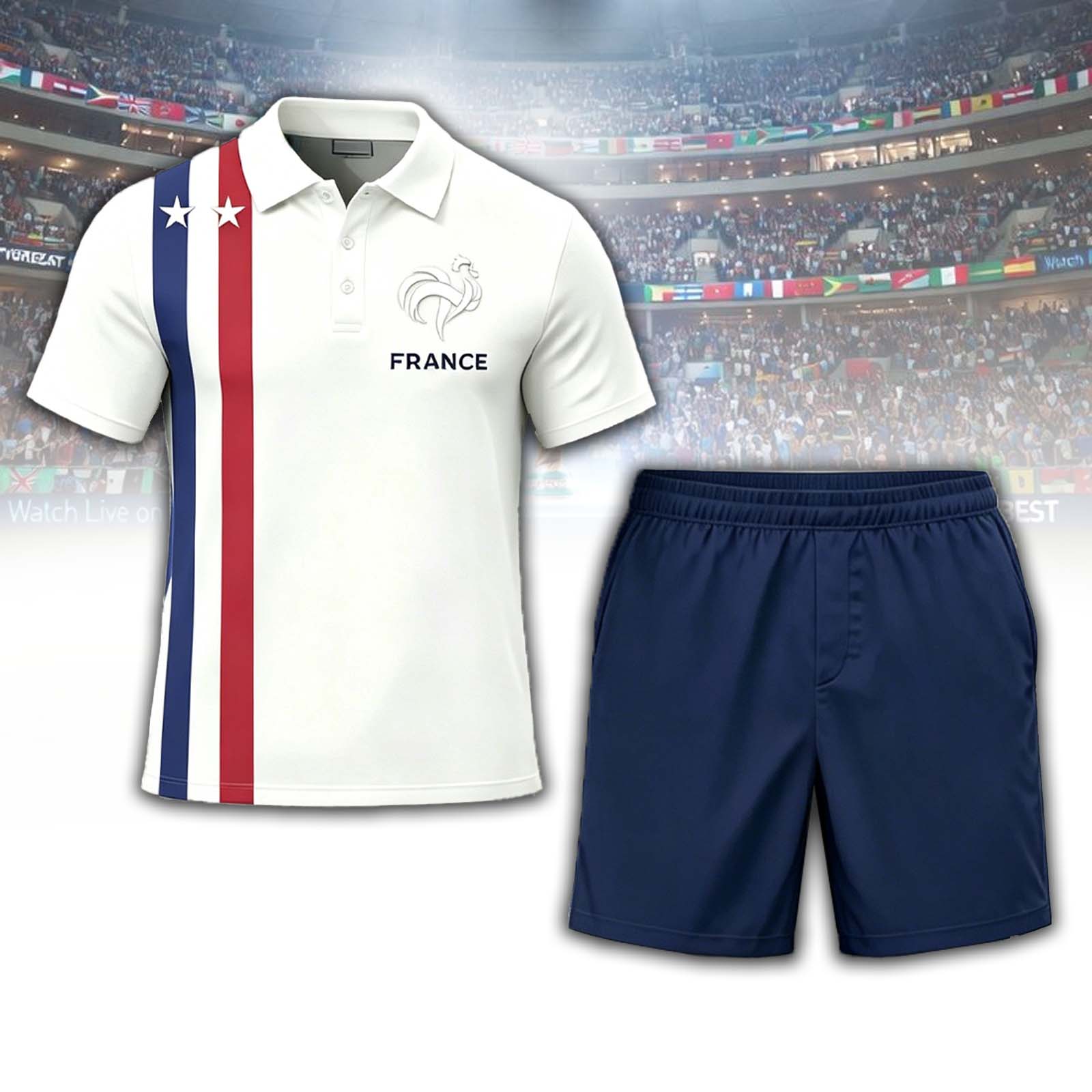 France Rooster Letter Polo Set
