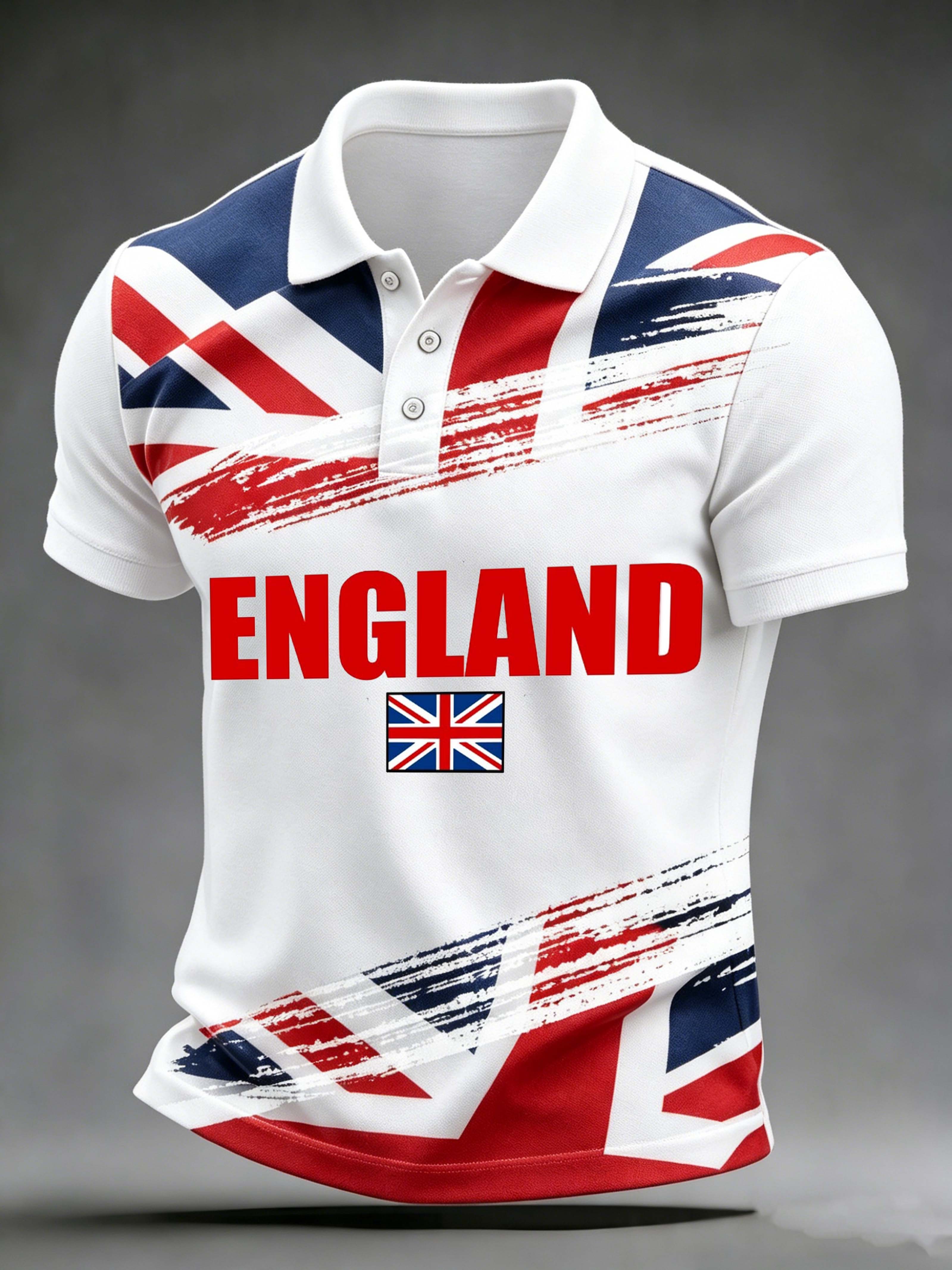 England Flag Brush Stroke Letter Polo Shirt