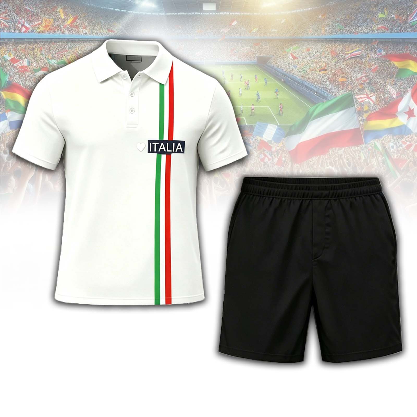 Italy Flag Stripe Letter Polo Set