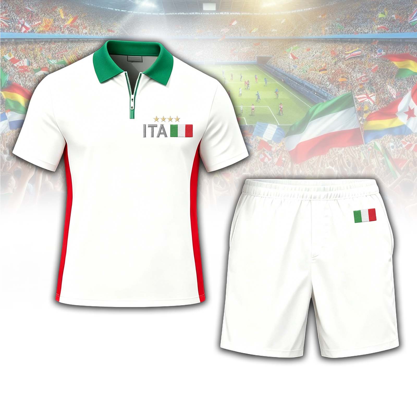 Italy Four-Star Flag Letter Polo Set