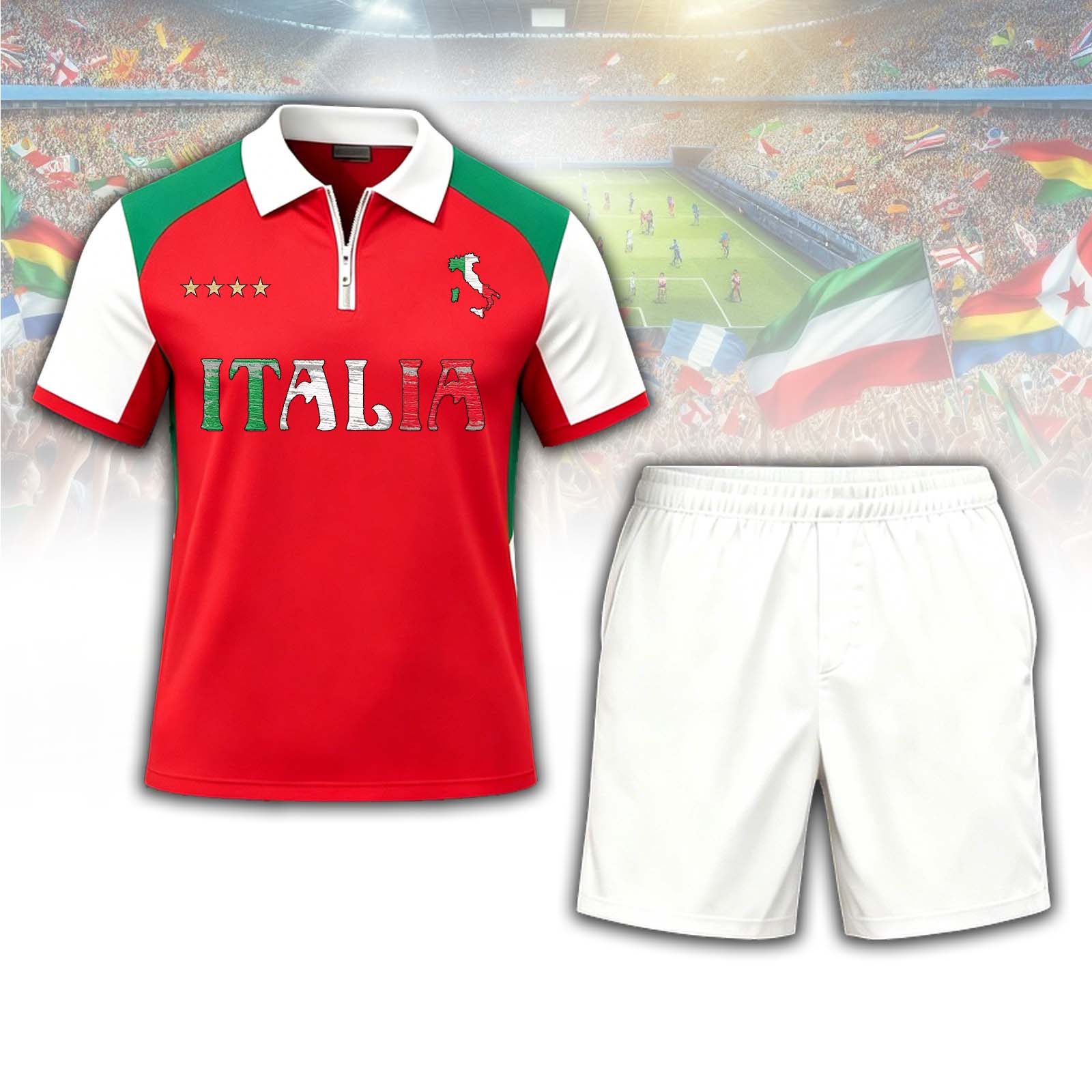 Italy Flag Map Letter Polo Set