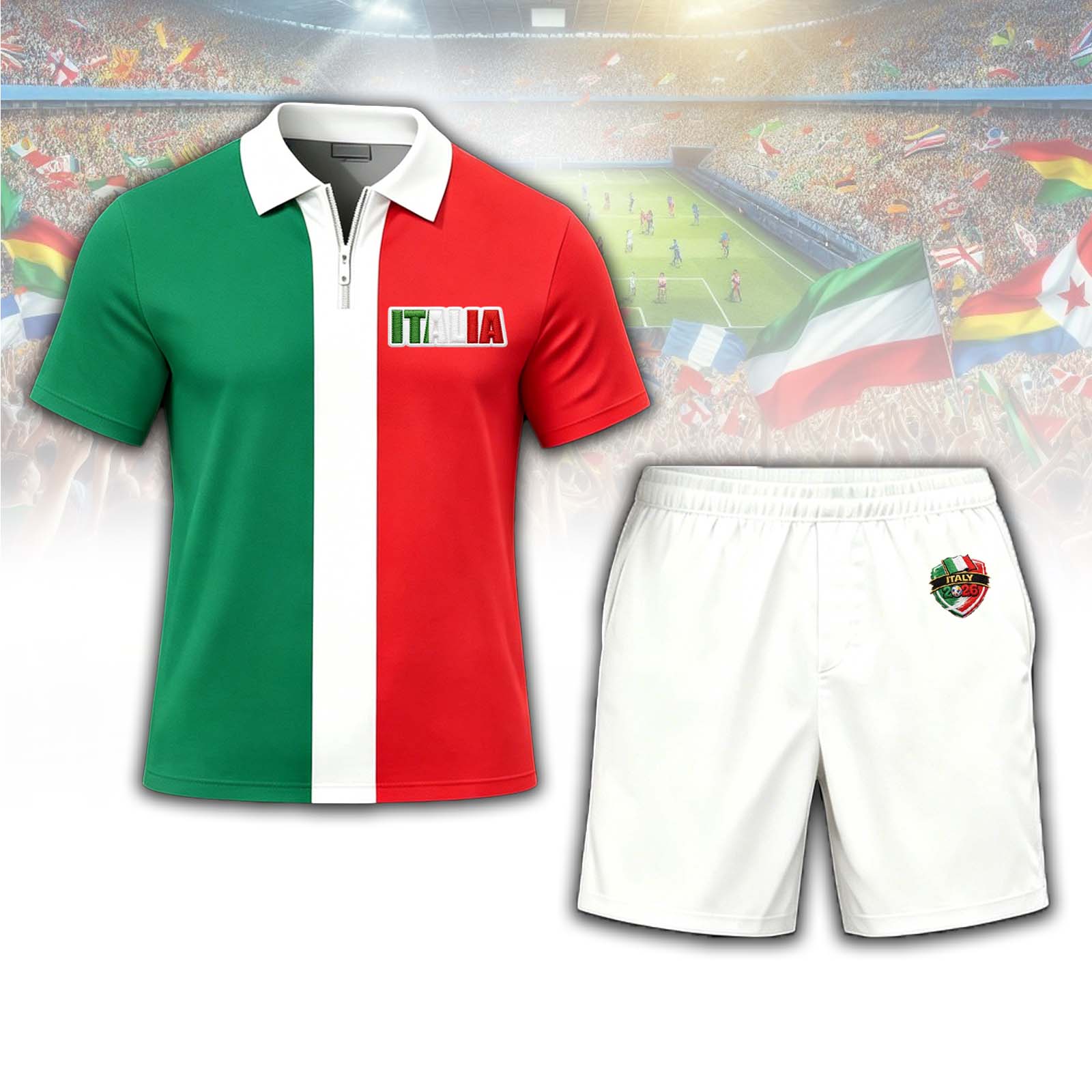 Italy Flag Split Color Letter Polo Set