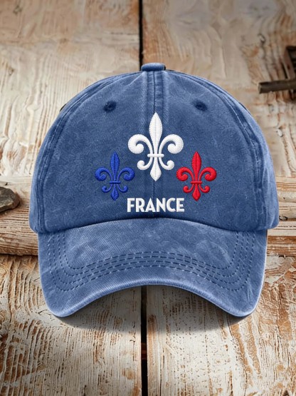 France Fleur-de-lis Vintage Washed Cotton Dad Hat