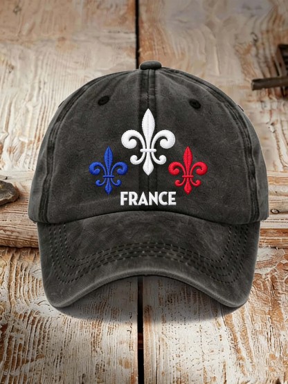 France Fleur-de-lis Vintage Washed Cotton Dad Hat