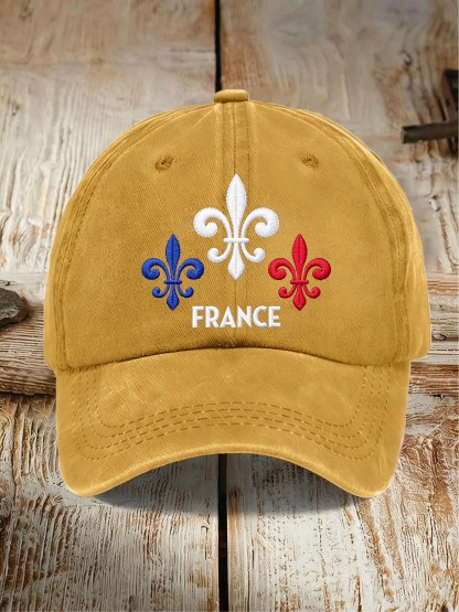 France Fleur-de-lis Vintage Washed Cotton Dad Hat