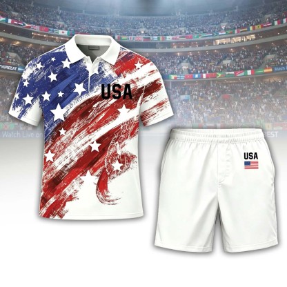 USA Brush Stroke Flag Polo Set