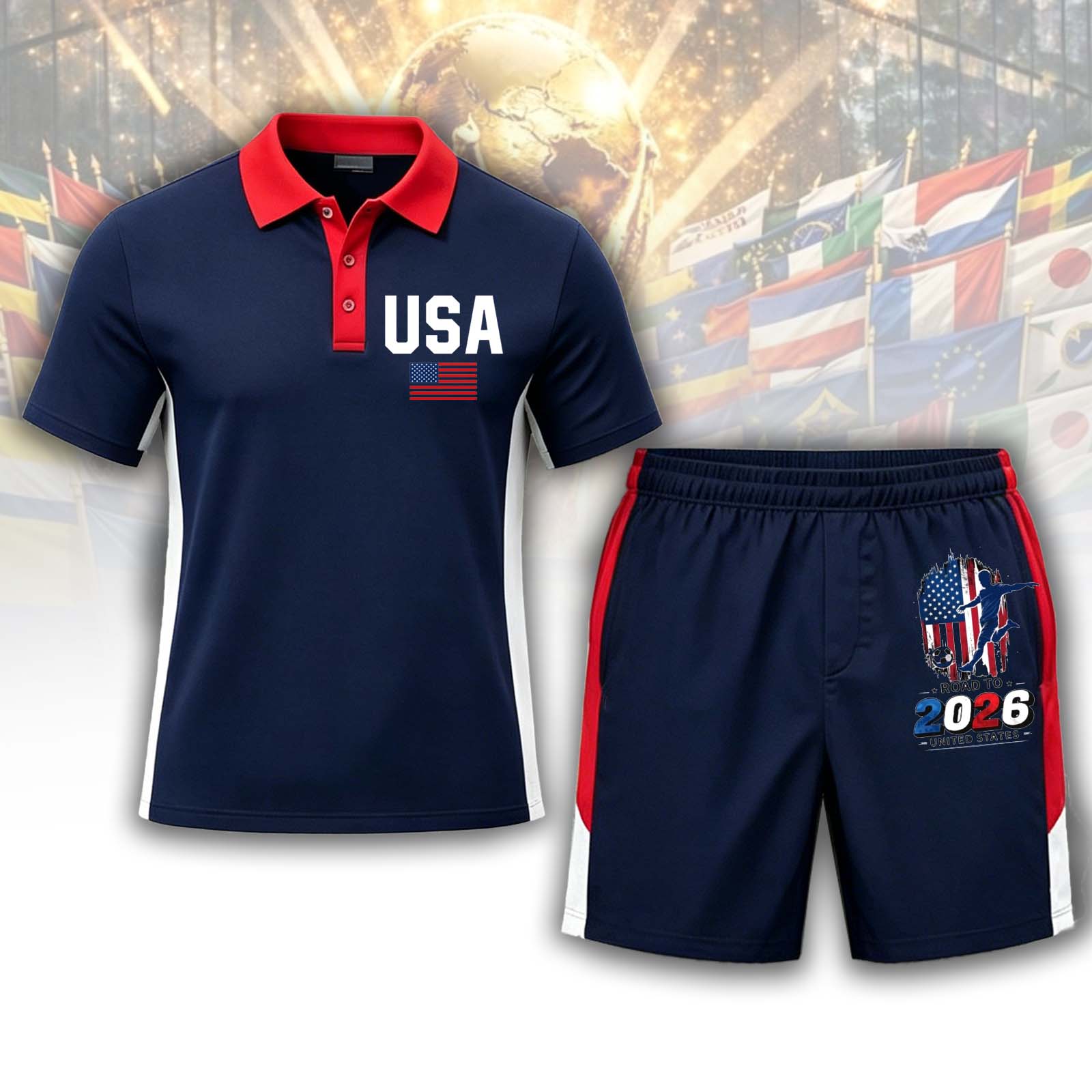 USA 2026 Soccer Themed Polo Set