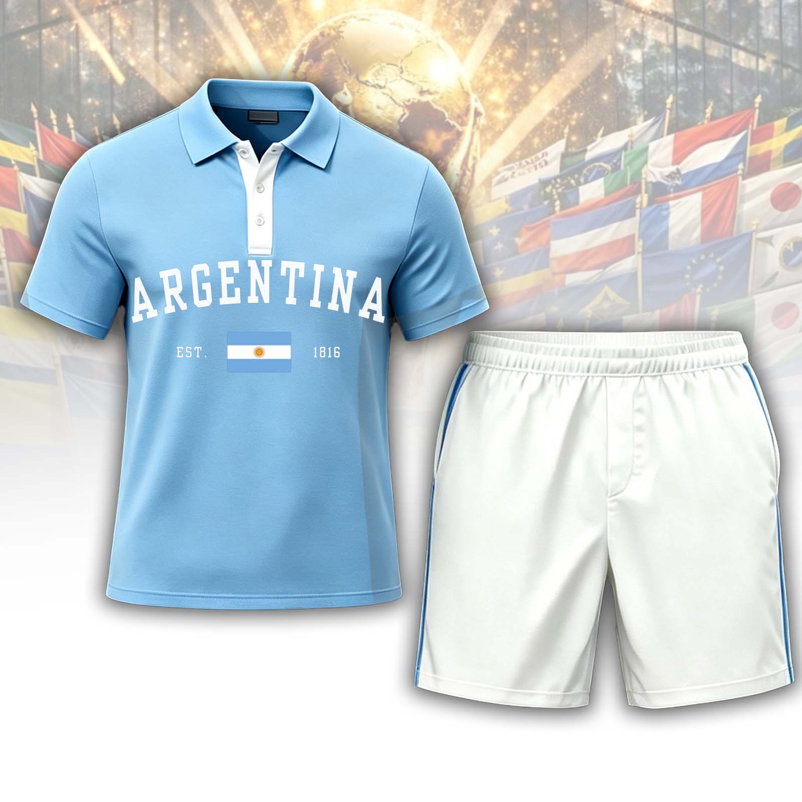 Argentina Vintage Letter Flag Polo Set