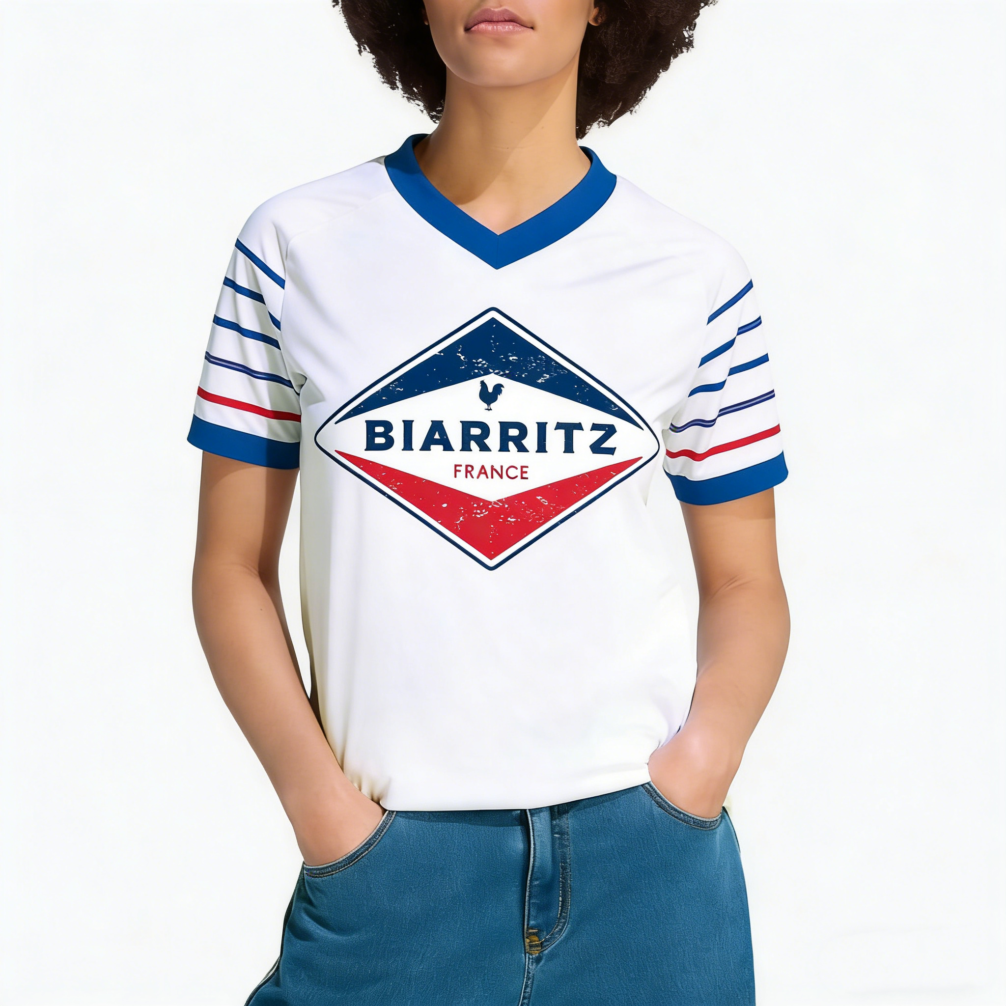France Biarritz Retro Badge Print Tee