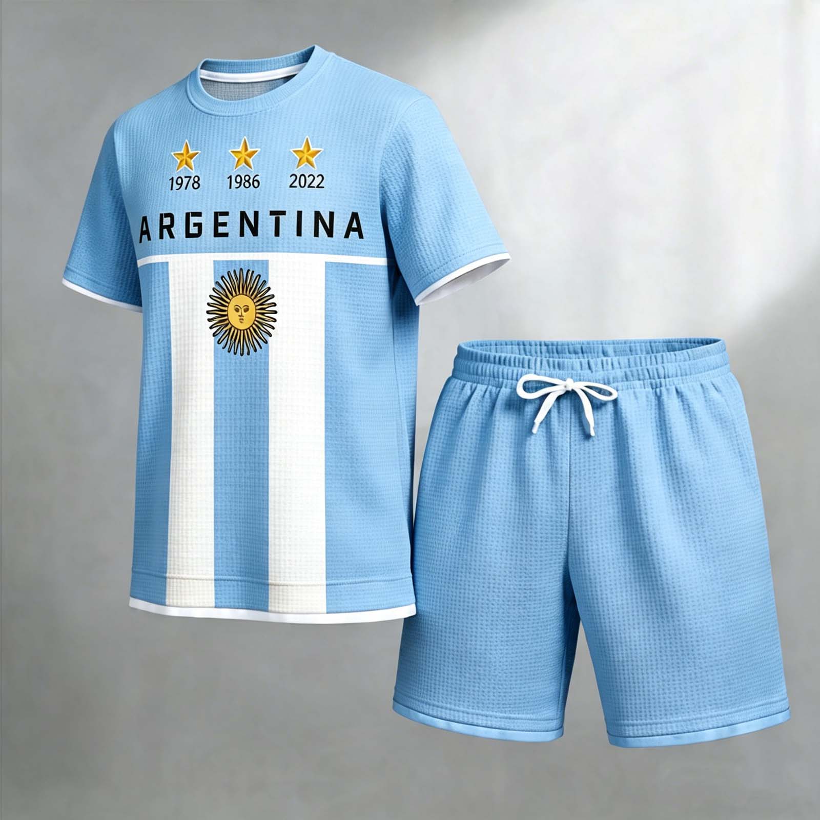 Argentina Three-Star Sun Stripe Polo Set
