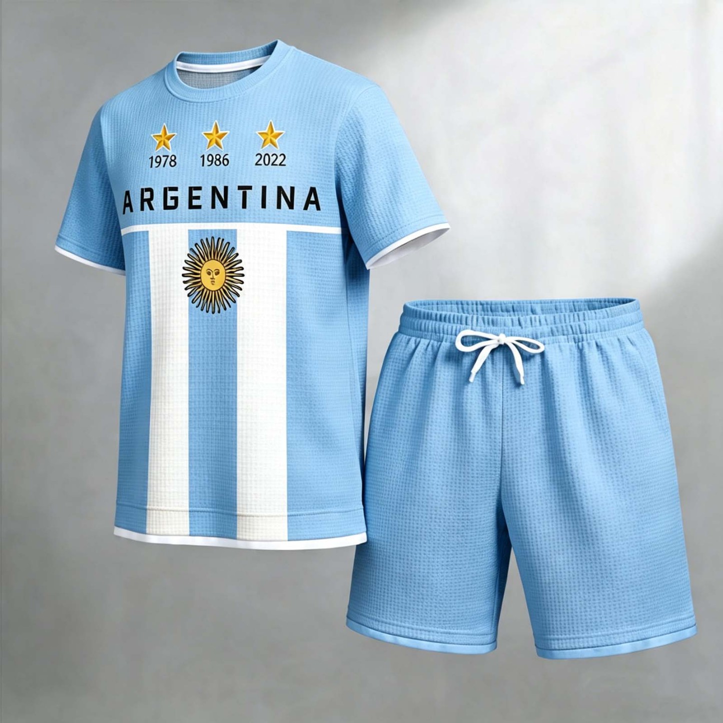 Argentina Three-Star Sun Stripe Polo Set