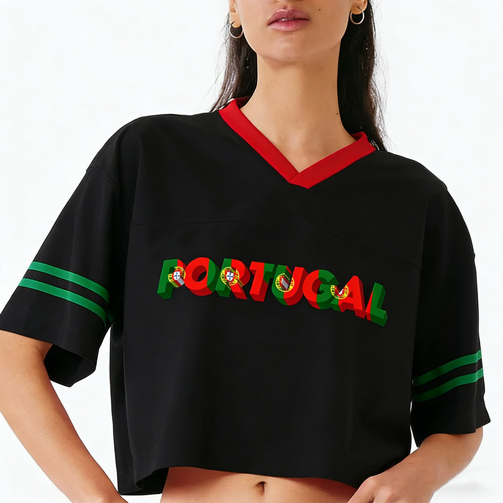 Portugal 3D Letter Creative Print Cropped Top