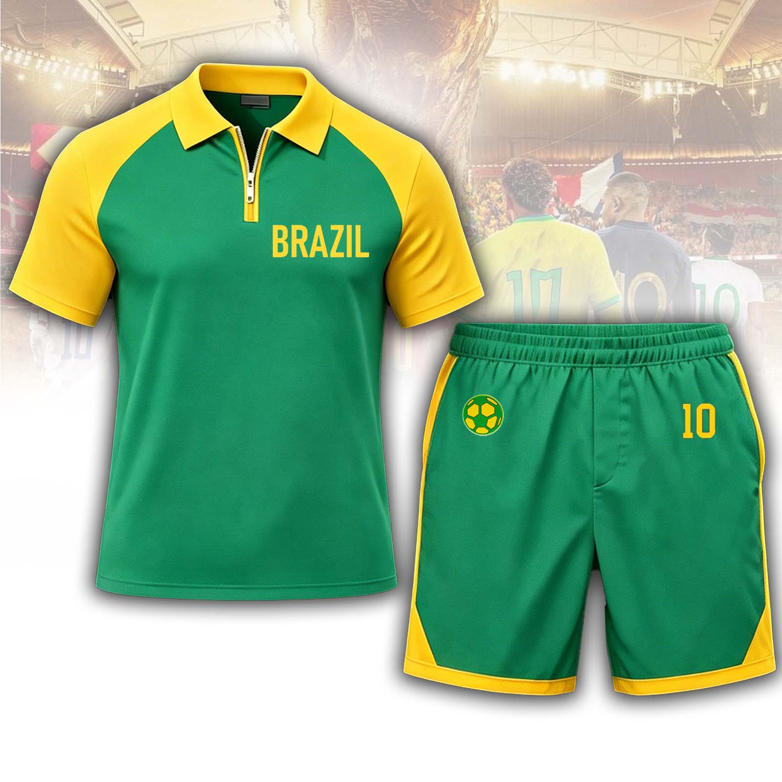 Brazil Letter No.10 Soccer Polo Set