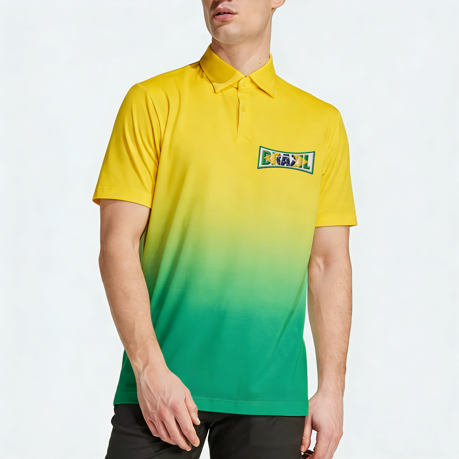 Brazil Gradient Letter Badge Polo Shirt