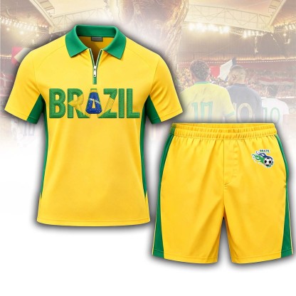Brazil Flag Letter Soccer Polo Set