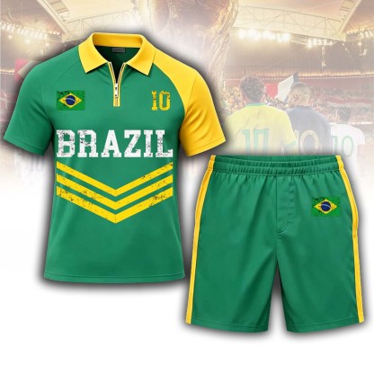 Brazil Vintage No.10 Flag Polo Set