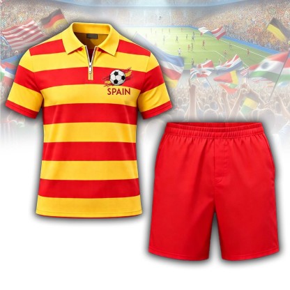 Spain Stripe Soccer Polo Set