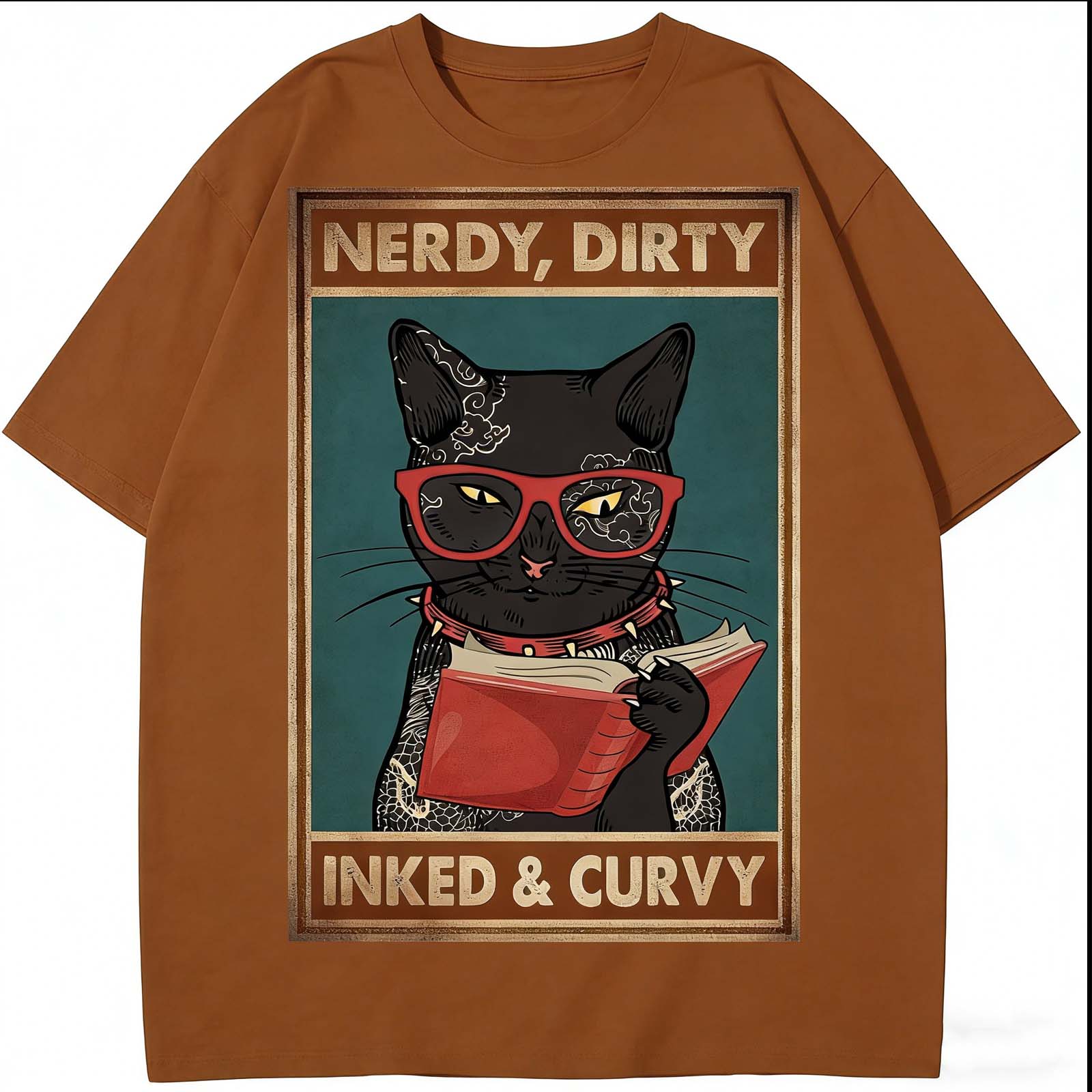 Tattoo Reading Black Cat  Vintage Poster Style Loose T-Shirt