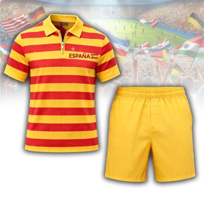 Spain Flag Stripe Polo Set