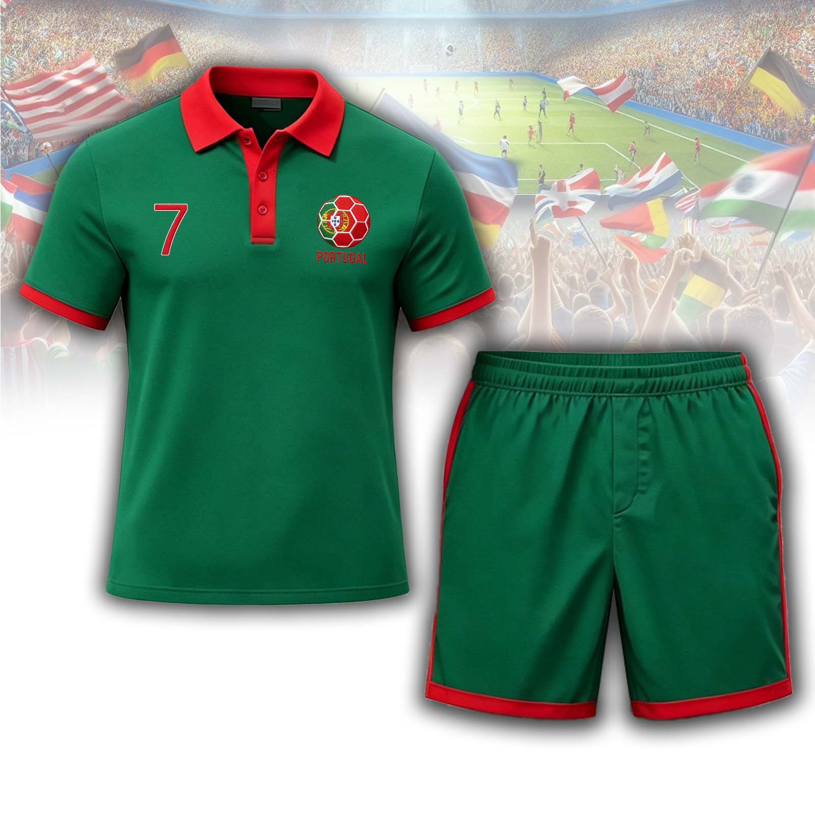 Portugal No.7 Soccer Emblem Polo Set