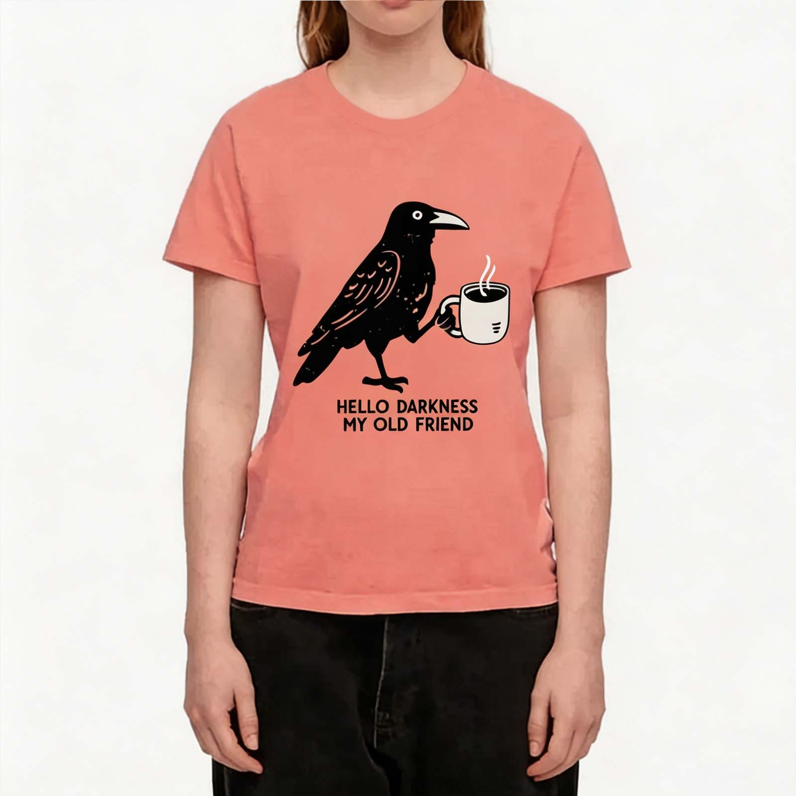 Crow Coffee Funny Quote  Vintage Washed Crew Neck Short Sleeve T-Shirt