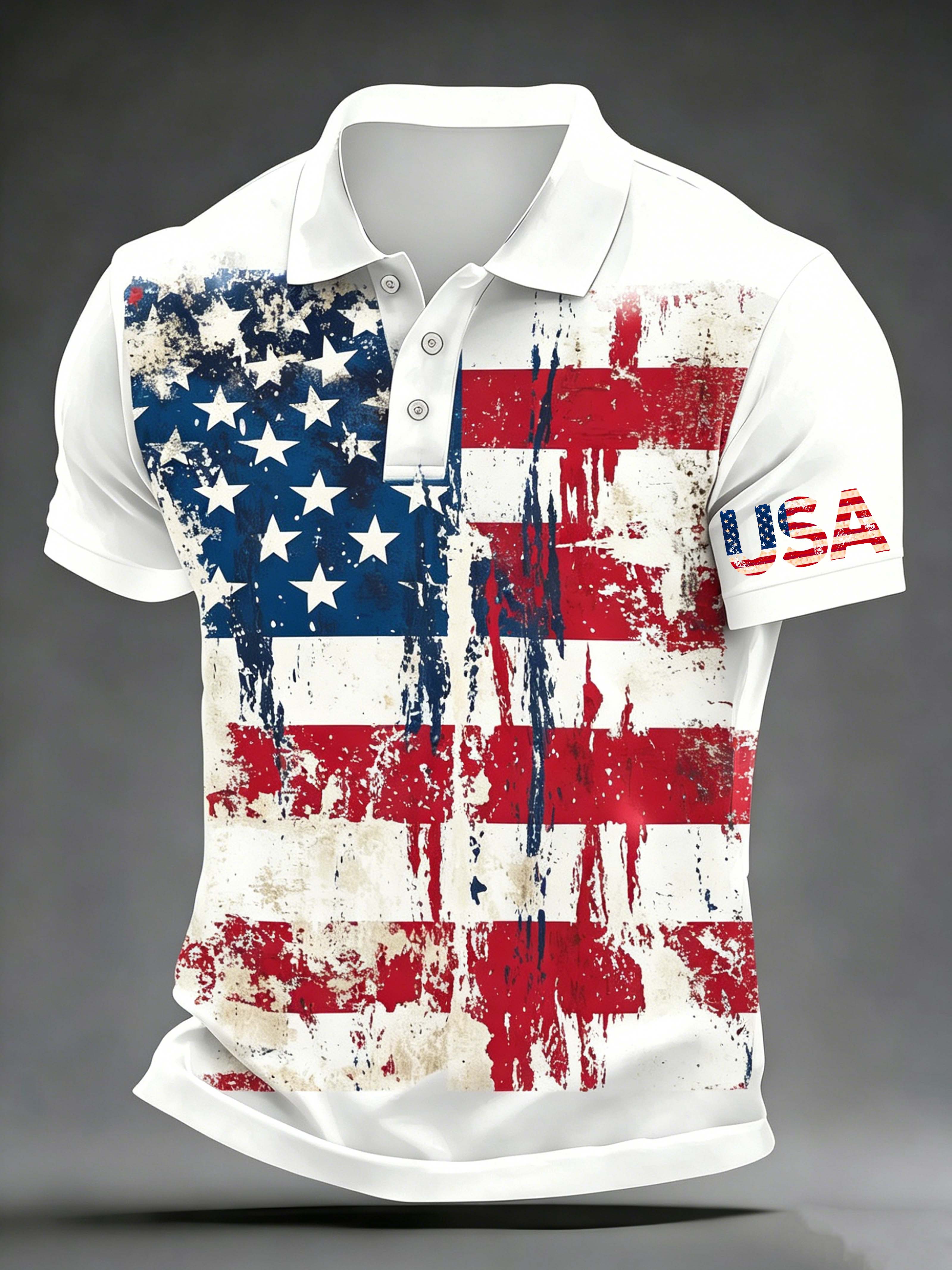 USA Vintage Distressed Flag Polo