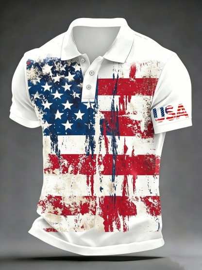 USA Vintage Distressed Flag Polo