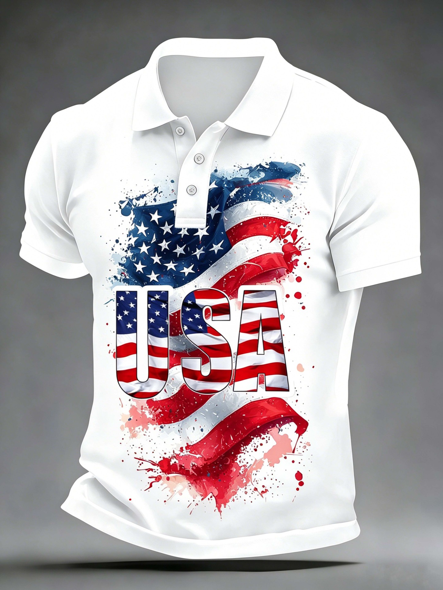 USA Splash Flag Letter Polo