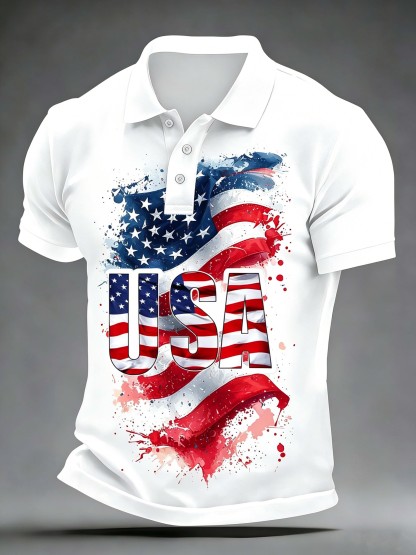 USA Splash Flag Letter Polo