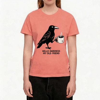Crow Coffee Funny Quote  Vintage Washed Crew Neck Short Sleeve T-Shirt