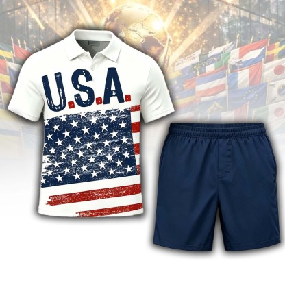 USA Vintage Flag Polo Set