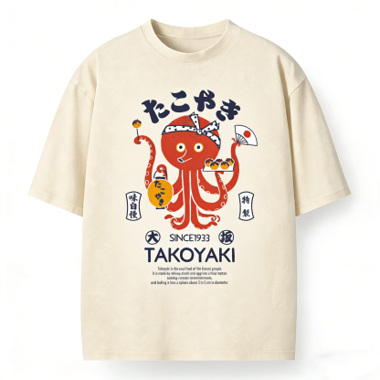 Takoyaki Octopus Japanese Vintage Poster Style Loose T-Shirt