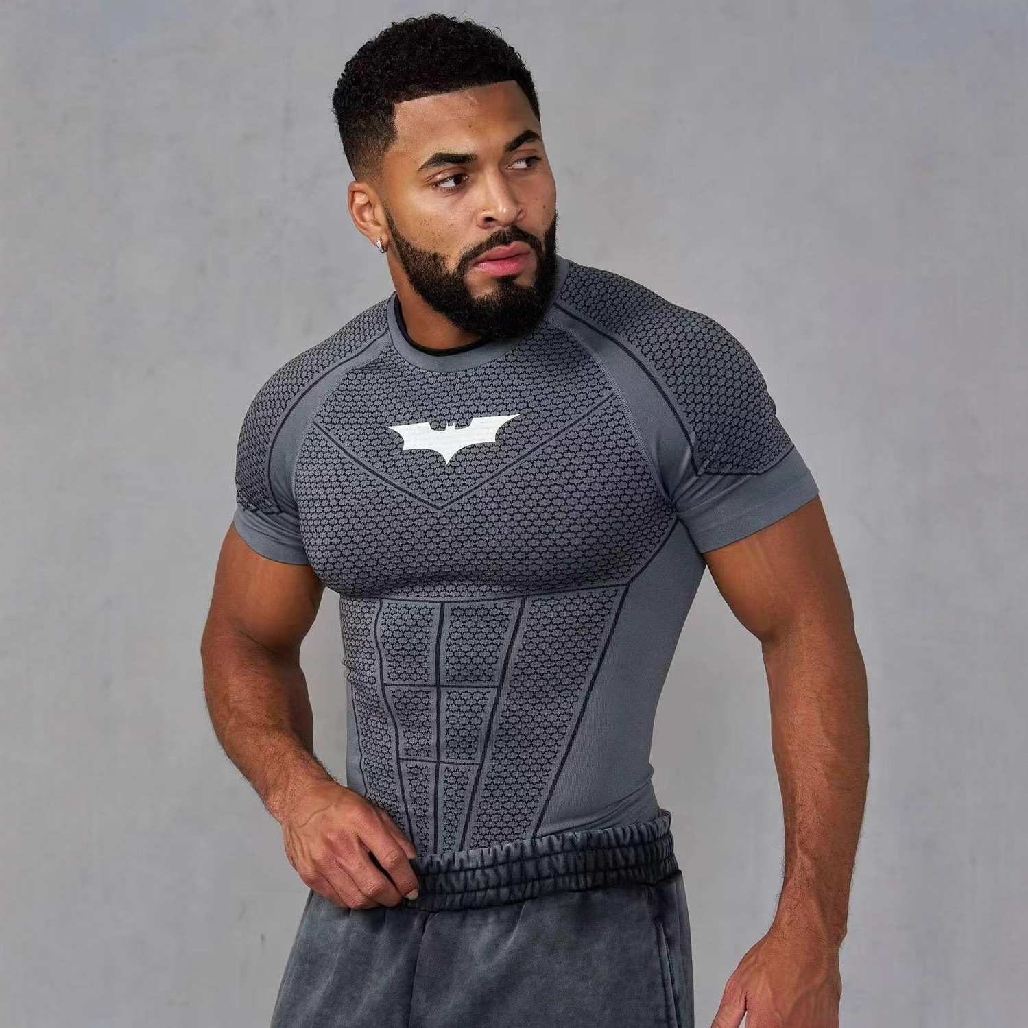 Batman Men's Fitness Short-Sleeve T-Shirt, High-Elasticity Fit