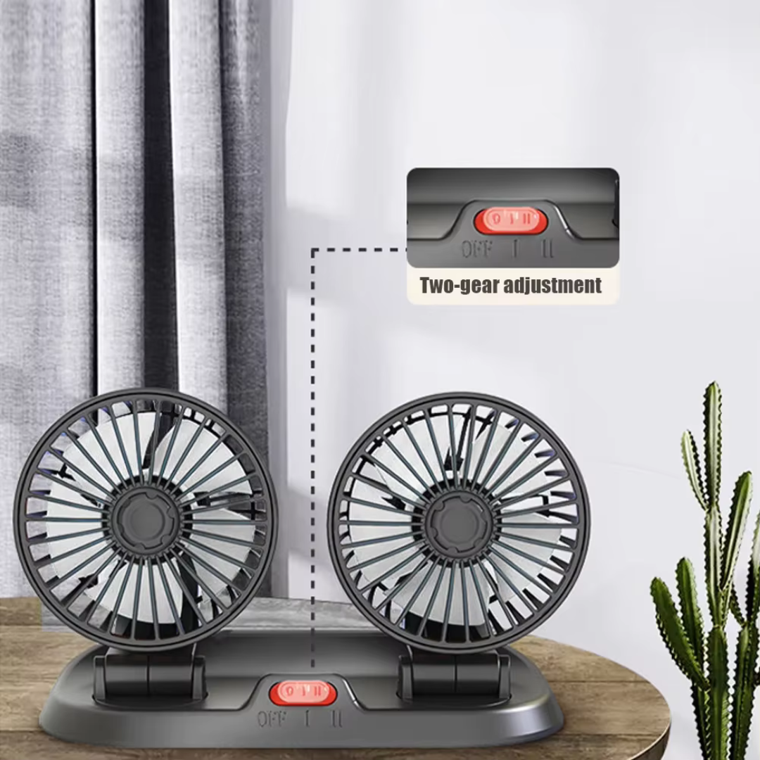 LONG NECK FOLDABLE DOUBLE HEADED FAN - 360 ROTATION