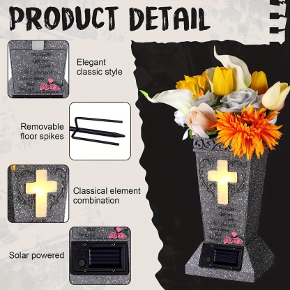 Solar-Powered Cemetery Vase with LED Light