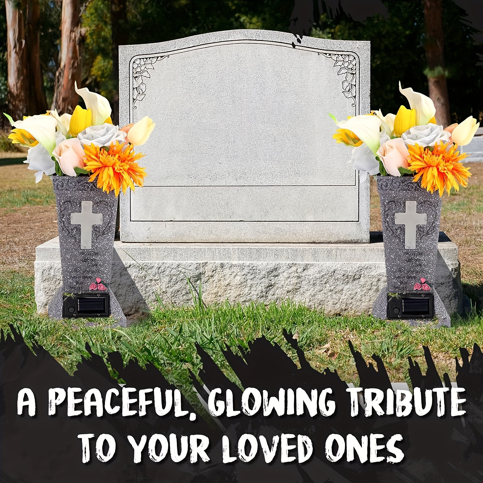 Solar-Powered Cemetery Vase with LED Light