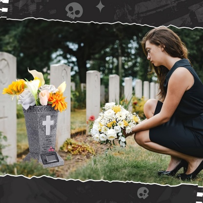 Solar-Powered Cemetery Vase with LED Light