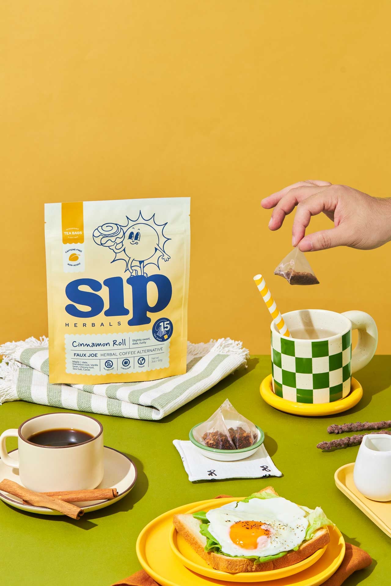 Cinnamon Roll Superfood Coffee Alternative Plastic-Free Tea Bags (15 ct)