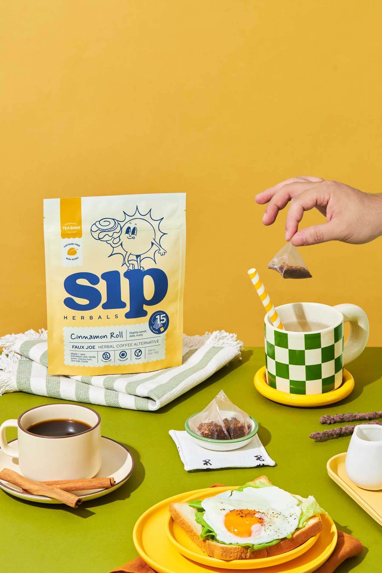 Cinnamon Roll Superfood Coffee Alternative Plastic-Free Tea Bags (15 ct)