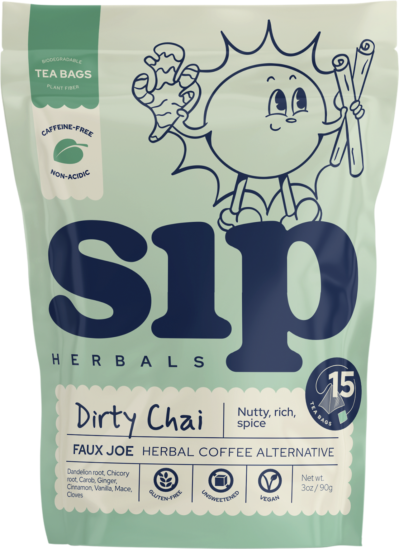 Dirty Chai Superfood Coffee Alternative Plastic-Free Tea Bags (15 ct)