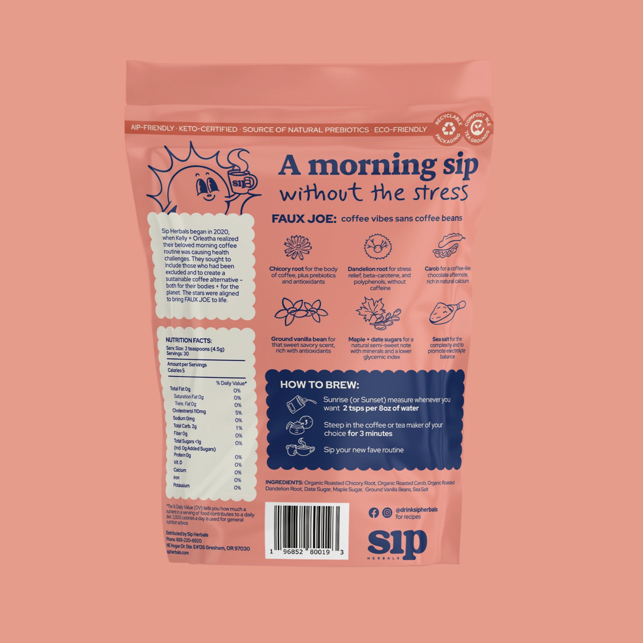 "Salted Maple Blondie" Faux Joe Coffee Alternative - Sip Herbals