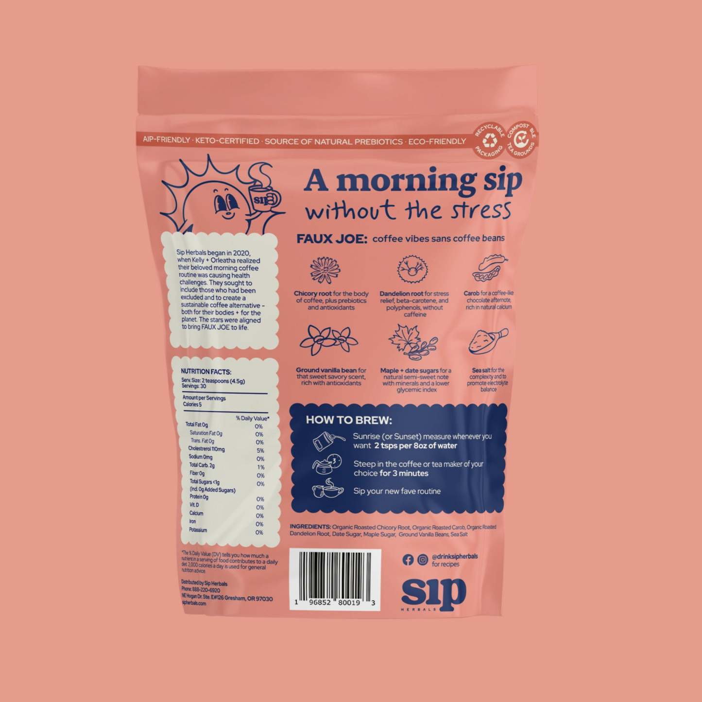 "Salted Maple Blondie" Faux Joe Coffee Alternative - Sip Herbals