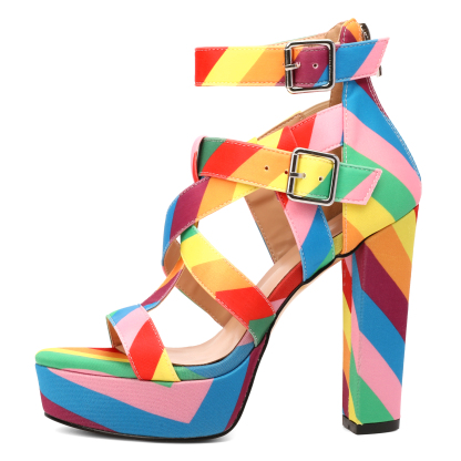 SAMMITOP Platform Gladiator High Heel Sandals